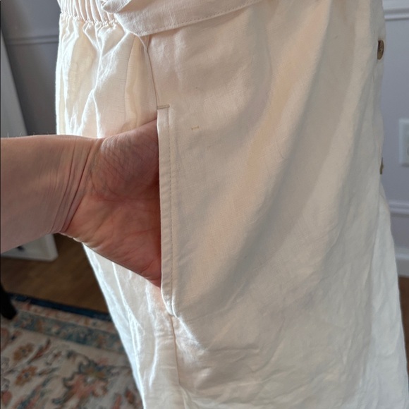 Pact Cream Button-Down Midi Dress Organic Cotton Linen Sz M Chic Cottagecore - Picture 6 of 12